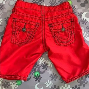 True religion red swim trunks